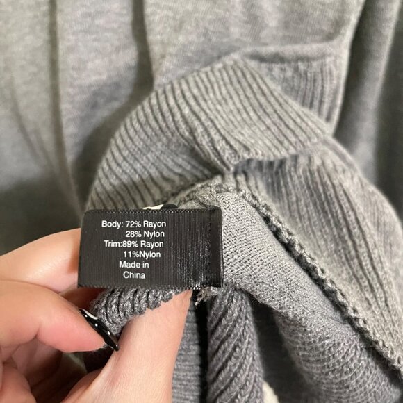 Lane Bryant Womens NWT Gray Ruffle Trim Faux Wrap Round Neck Sweater 18/20 - Picture 6 of 8